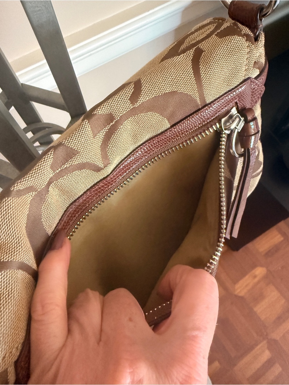 Coach Brown Signature Canvas Crossbody with Leather Strap - Picture 5 of 9